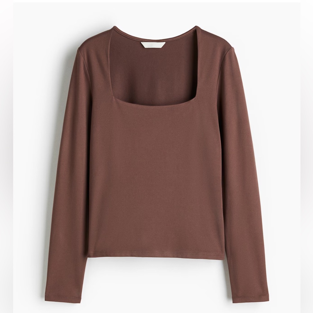 H&M Brown Square Neck Top NWT